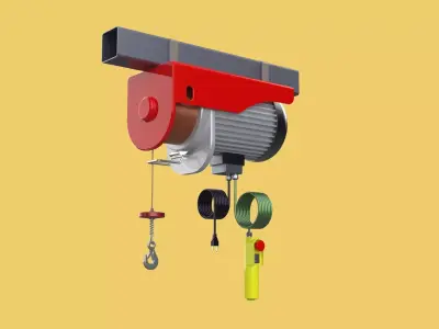 WINCH STANDARD ELECTRIC REMOTE MINI HOIST CRANE GANTRY ROPE HOOK 3D model