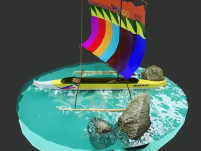 Zamboanga Vinta Boat Low-poly 3D model