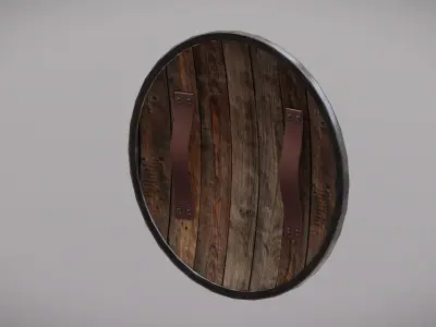 Wooden Shield Low-poly 3D model 22