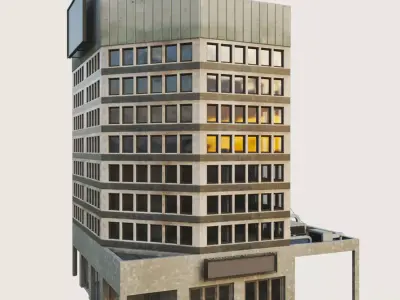 Building Skyscraper City Town Downtown Office Space Work Street Low-poly 3D model order