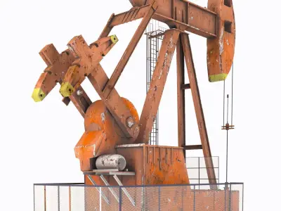 Oil Pump jack Low-poly 3D model