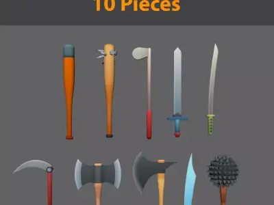 Low Poly Weapon Pack - 15 Pieces Low-poly 3D model