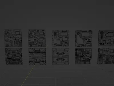 3D Pack Of SciFi Wall Panel 3D model