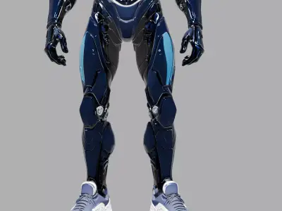 Neon Blue Cybernetic Android 3D model