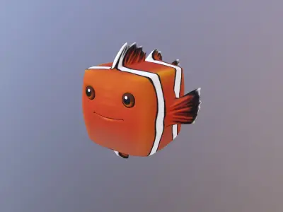 Cubey Fish Pet - Ocellaris clownfish Free low-poly 3D model