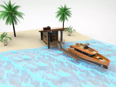 Docking  yacht 3D model