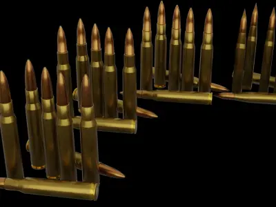 30-06 Springfield Rifle Cartridge and Box Low-poly 3D model