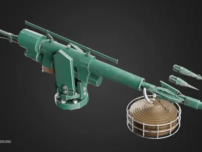 Ship Harpoon Low-poly 3D model