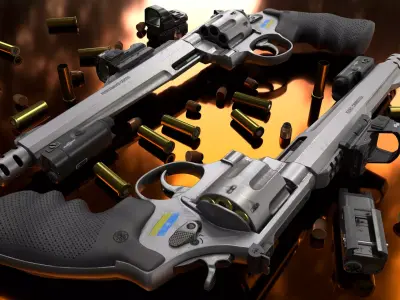  Magnum Revolver Low-poly 3D model Low-poly 3D model
