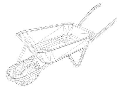 Wheelbarrow Low-poly 3D model 2