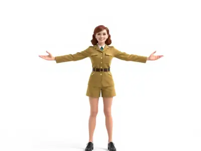 Animated D Female Soldier Model Rigged and Animated Low-poly 3D model