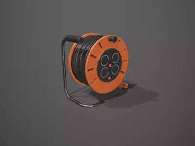 Black and Orange Extension Cable Low-poly 3D model