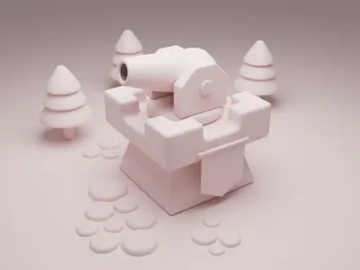 Stylized Cannon  Free low-poly 3D model