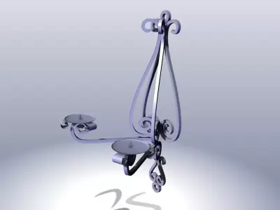 Candles support 2x with ornaments with forged wrought metal 3D model