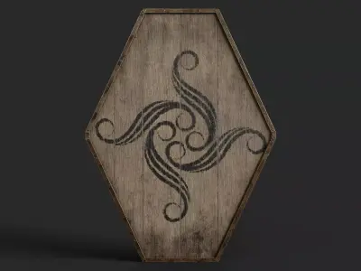 Slavic diamond-shaped shield painted black radial symbol Low-poly 3D model