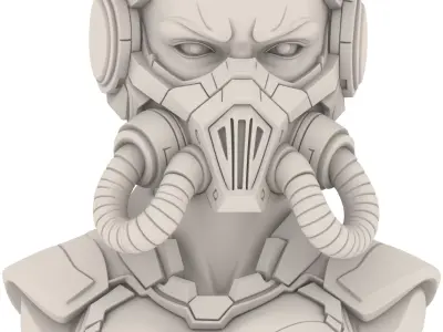 Futuristic Sci Fi Masked Bust 3D print model