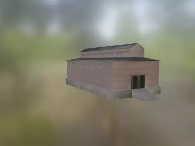 Brick Industrial Factory Building Free low-poly 3D model
