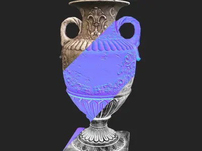 French Baroque Classical Style Urn Vase Low-poly 3D model