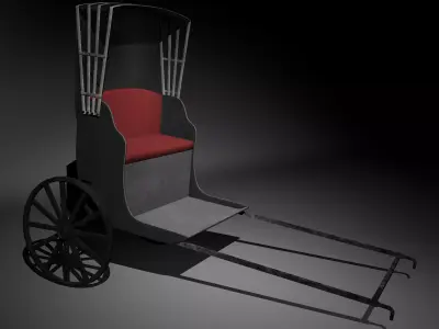 rickshaw    ricksha Low-poly 3D model
