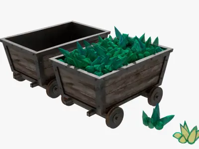 Cartoon Mining Cart Low-poly 3D model