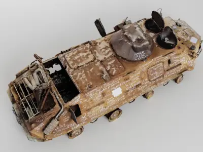 Destroyed BTR-80 wheeled amphibious armoured personnel carrier 3D model buy