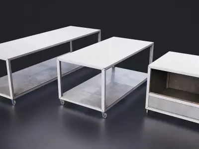 Industrial Metal Work Table Set Low-poly 3D model