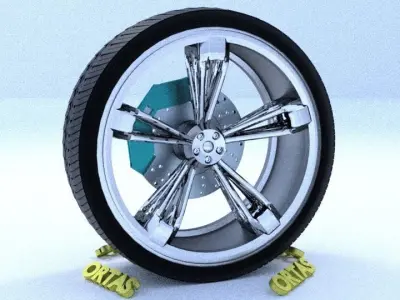 ORTAS CAR RIM 24 GAME READY RIM TIRE AND DISC 3D model
