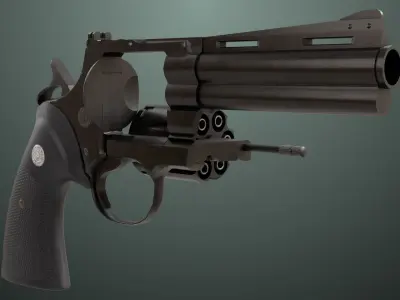 Revolver 05 Medium Black All PBR Unity UE Textures Low-poly 3D model