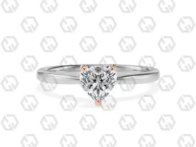 Ring 154 Heart shape with hidden signature diamond both side 3D print model