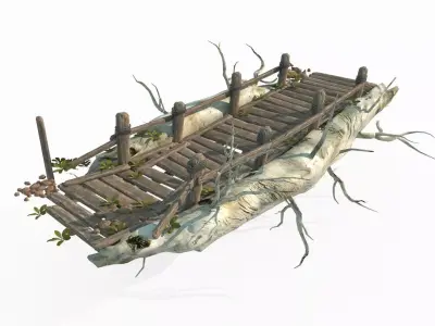Jungle wooden bridge 3D model