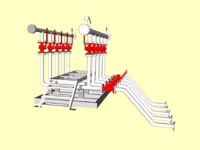 Colector 4 x 6 pipe system with pipes Free 3D model
