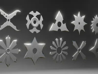 Shuriken set  Free low-poly 3D model