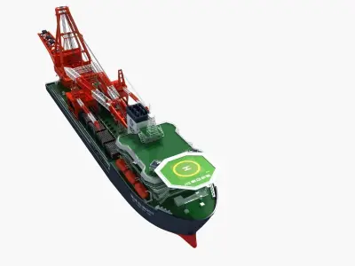Deep water pipe laying crane  3D model