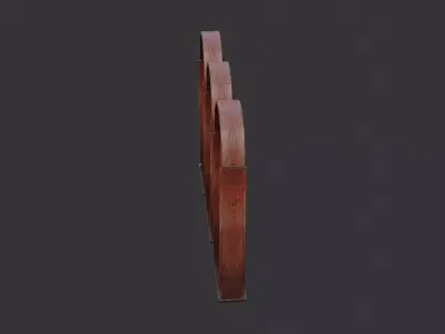 Wooden Arch Window Trio Ornate Frames Low-poly 3D model