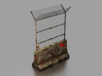 Concrete barrier  Low-poly 3D model 6