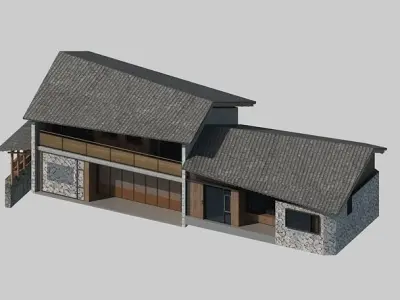 town Chinese style commercial residential buildings 3D model order