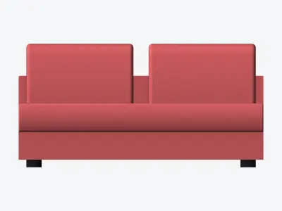 Seat - Sofa - Simplicity - Comfort - Double - No Arm Low-poly 3D model