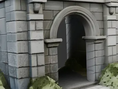 Concrete Military Bunker Entrance Low-poly 3D model
