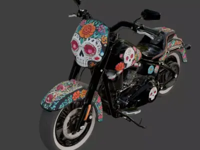 Mexican Dia de los Muertos Cruiser Motorcycle Low-poly 3D model