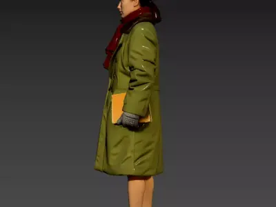 44 - Female Instructor Wearing Military Coat 3D model