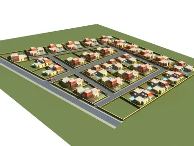 Villa residential neighborhood 3D model purchase