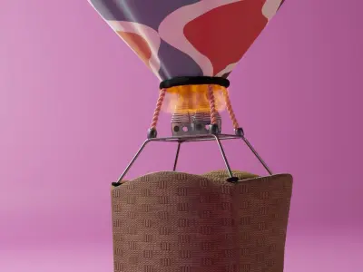 Hot air balloon animated 3D model