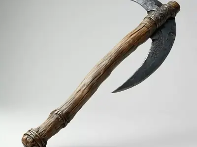 Realistic 3D Viking Crescent Axe Low-poly 3D model