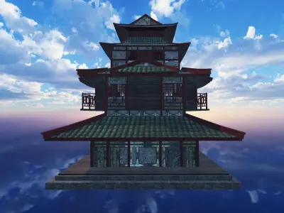 Ancient Japanese Building Style 03 Low-poly 3D model