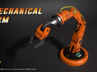 Mechanical Arm - Lowpoly - 4k Textures - Rigged Low-poly 3D model