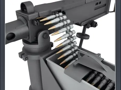 M2 Browning MG Machine Gun on Stands 3D model