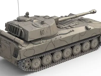 2S1 Gvozdika Soviet Howitzer Low-poly 3D model