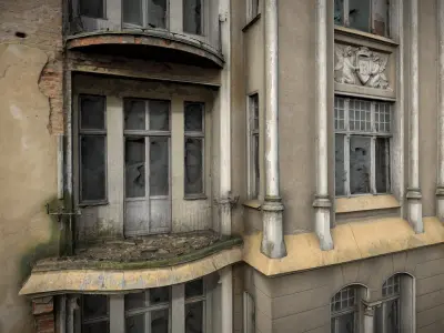 Facade of an Art Nouveau tenement house 01 3D model