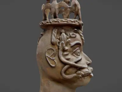 Osun Altar Head - Bronze Head and Cast Low-poly 3D model