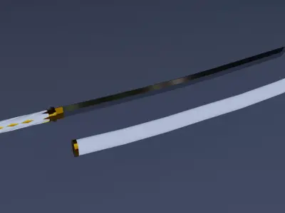 Katana Low-poly 3D model 7